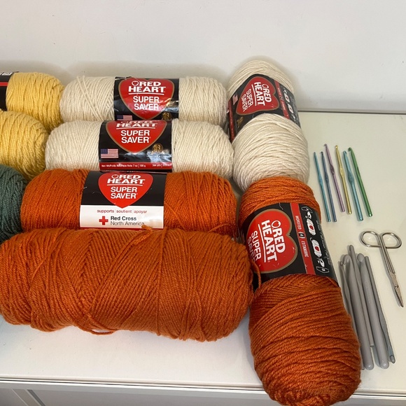 Red Heart Super Saver Acrylic Yarn Bundle Lot of 12 Skeins Fall Combo Set - Picture 3 of 13